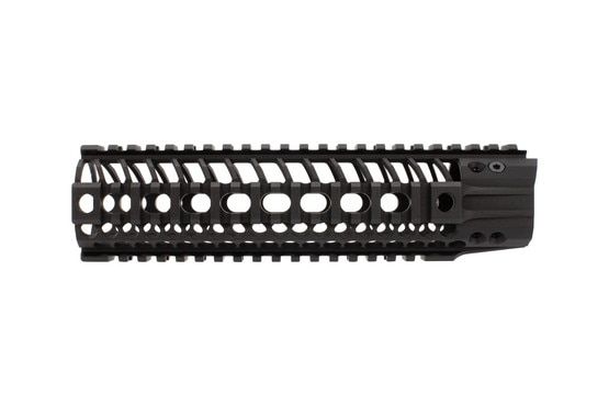 The Spikes Tactical quad rail handguard 9 inch features weight reducing cuts